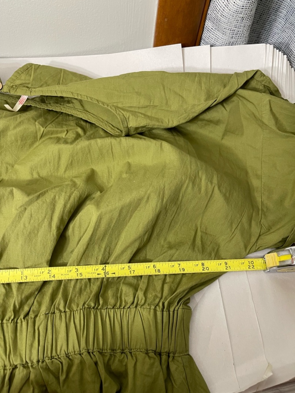 Free people Free est Full-Time Fun Mini Dress in Olive Green Sz L Cotton Poplin - Picture 8 of 11